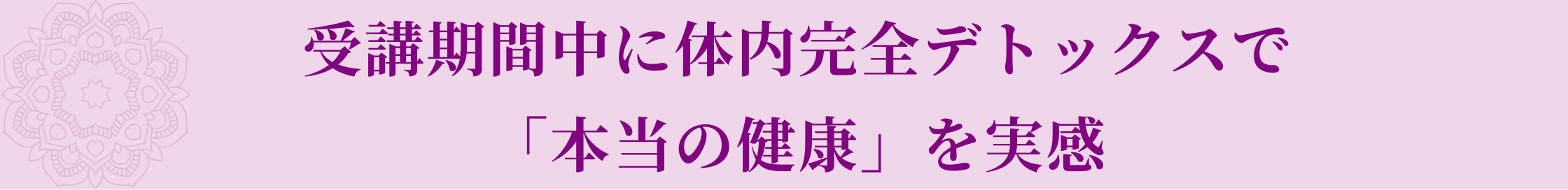 メリットの内容：受講期間中に体内完全デトックスで「本当の健康」を実感